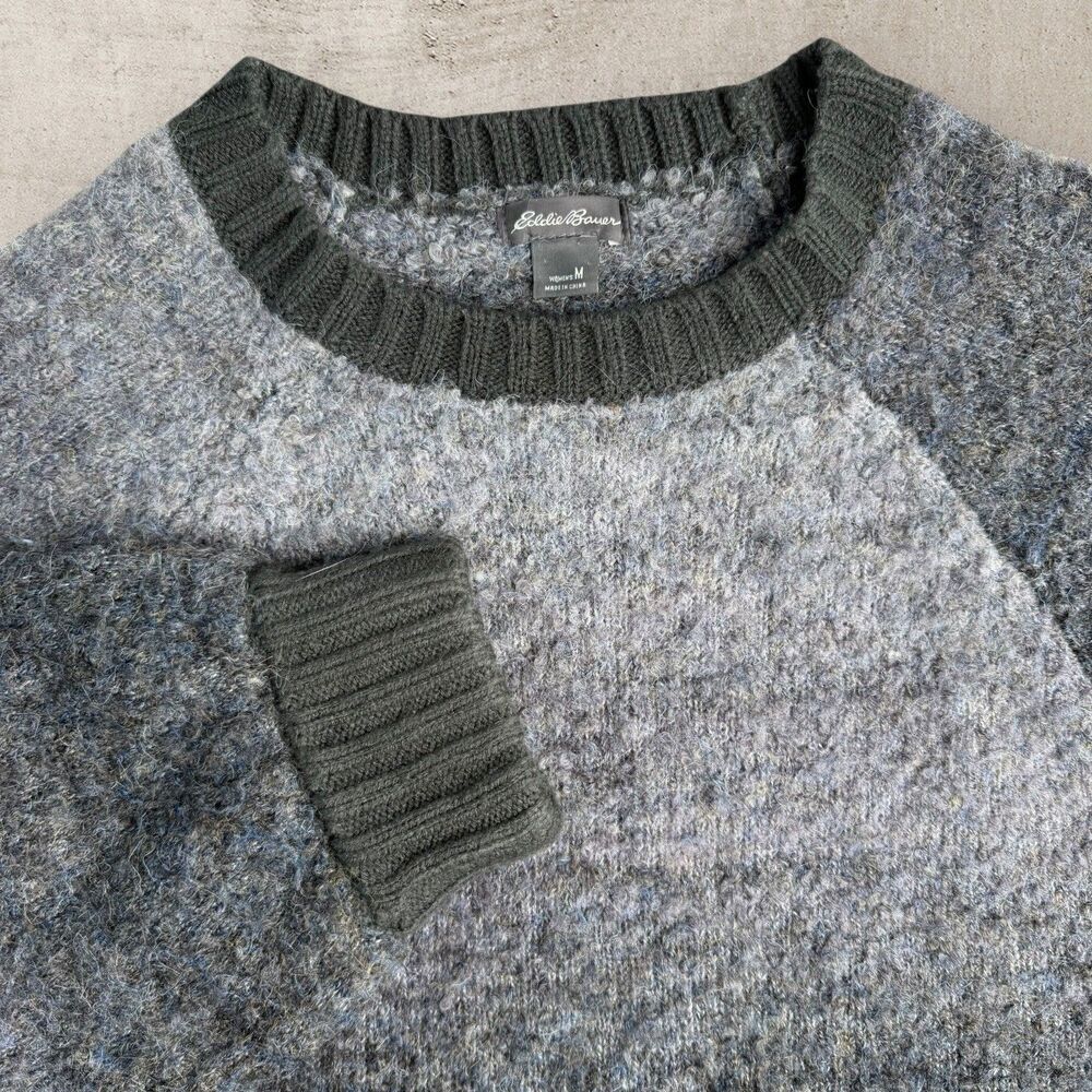 Eddie Bauer Wool Womens Sweater Size Medium Crewneck Gray North Aurora